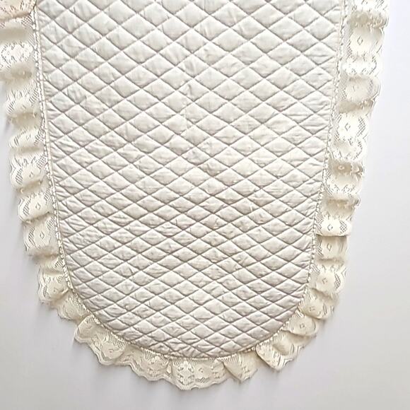 Country Blue w/ Pink and White Design Ivory Laced Edge Table Runner 52" x 16" - Picture 6 of 6